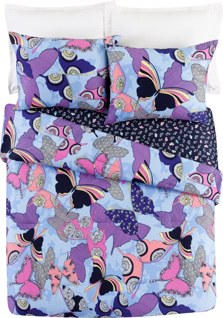 Kids Butterfly Collage Blue 2 Pc Twin/Twin XL Comforter Set - Thumbnail - Image 4
