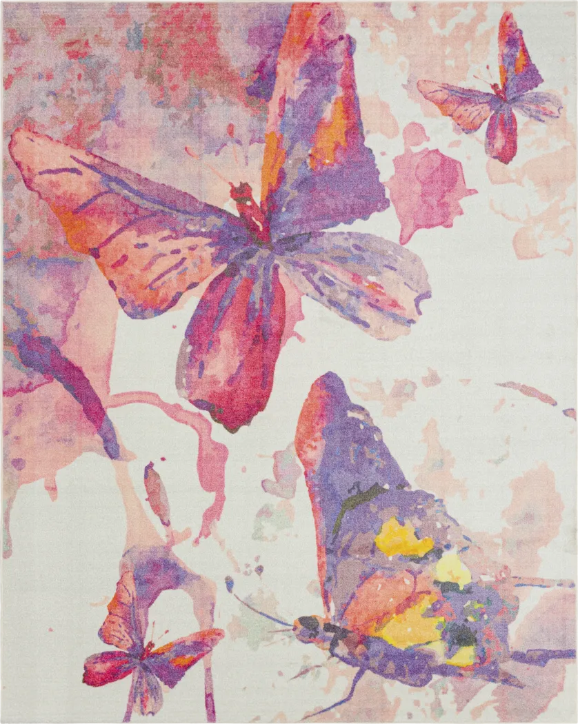 Kids Butterfly Murmurs Pink 5' x 8 Rug - Thumbnail - Image 1