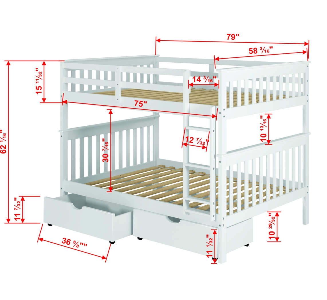 Kids Cabacier White Full/Full Bunk Bed - Thumbnail - Image 8