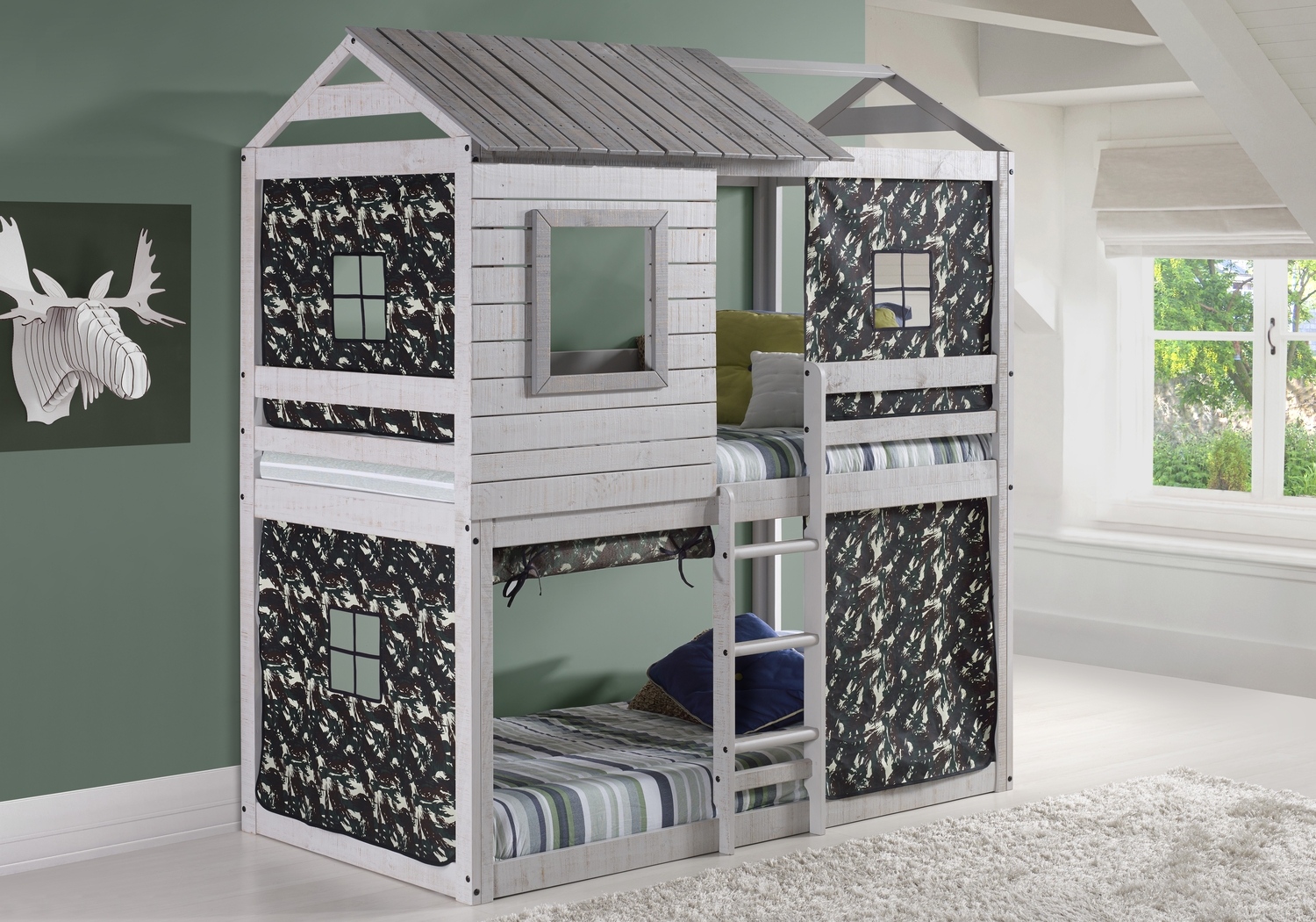 Kids Caely Camo Twin/Twin Gray Bunk Bed - Thumbnail - Image 2