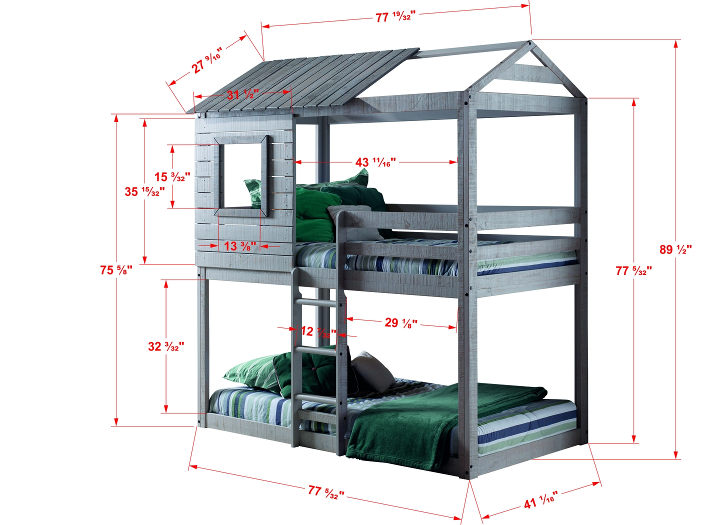 Kids Caely Camo Twin/Twin Gray Bunk Bed - Thumbnail - Image 3