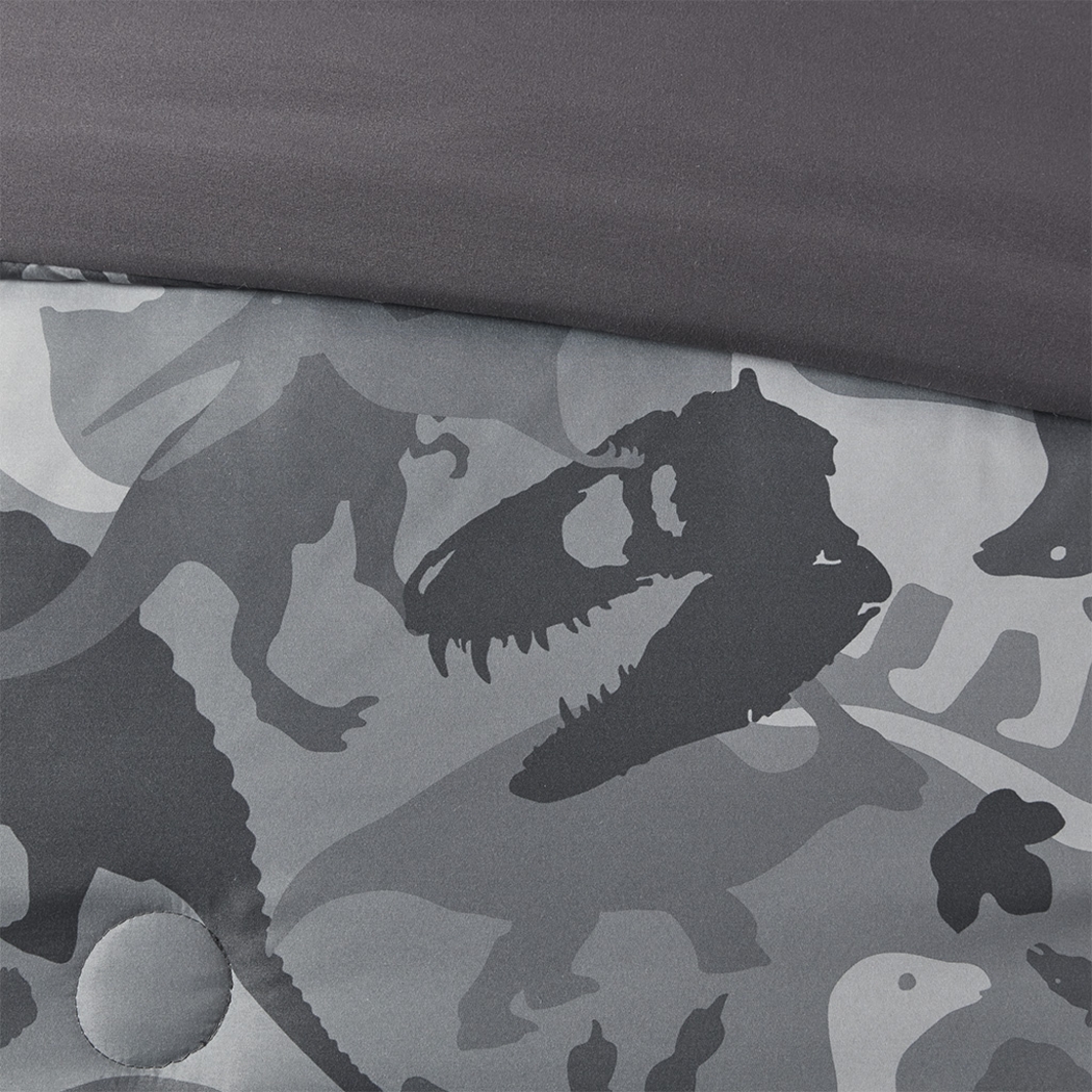 Kids Camo Dino Gray 4 Pc Full/Queen Comforter Set - Thumbnail - Image 4