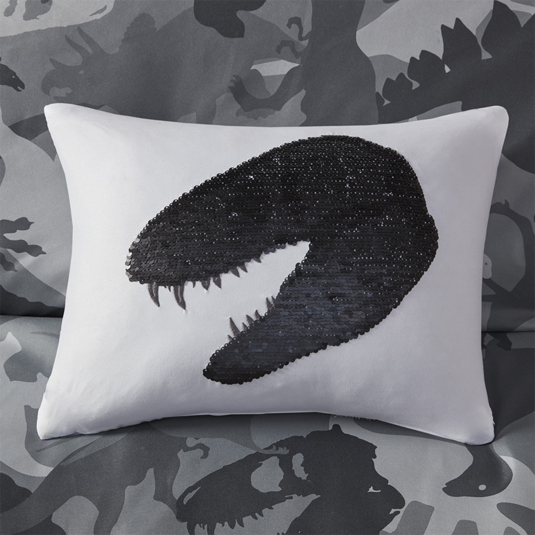 Kids Camo Dino Gray 4 Pc Full/Queen Comforter Set - Thumbnail - Image 5