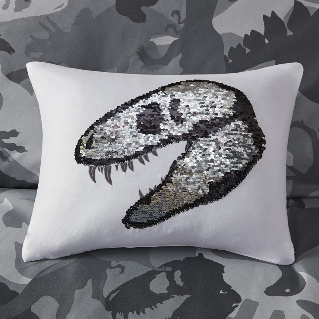 Kids Camo Dino Gray 4 Pc Full/Queen Comforter Set - Thumbnail - Image 6