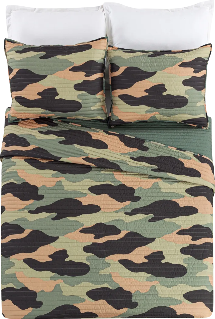 Kids Camohunt Green Twin Quilt Set - Thumbnail - Image 2