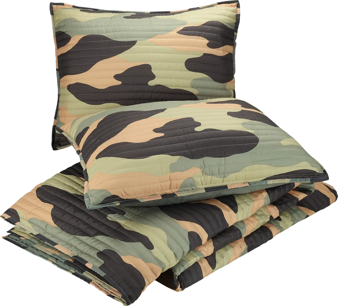 Kids Camohunt Green Twin Quilt Set - Thumbnail - Image 4