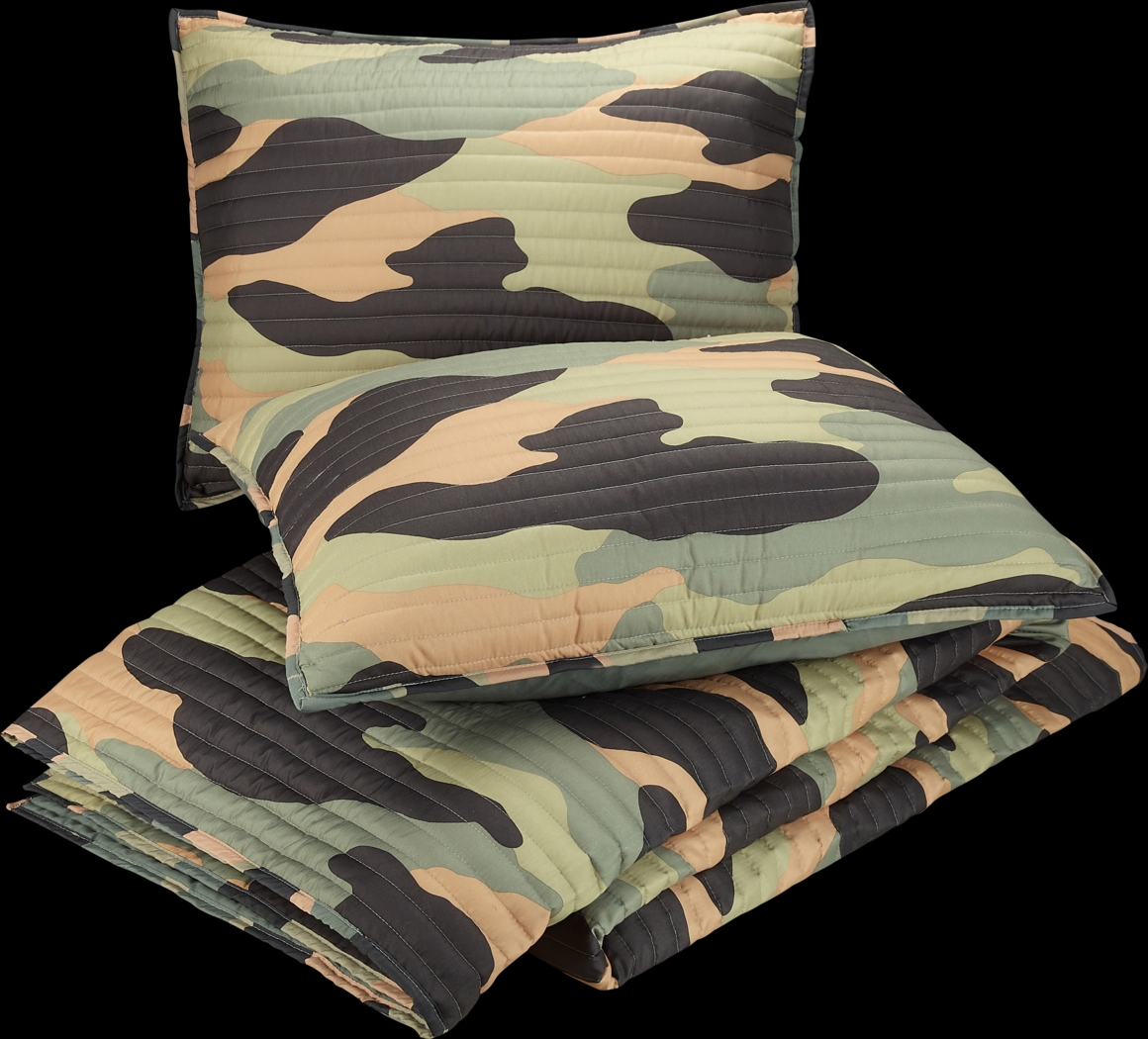 Kids Camohunt Green Full/Queen Quilt Set - Thumbnail - Image 4