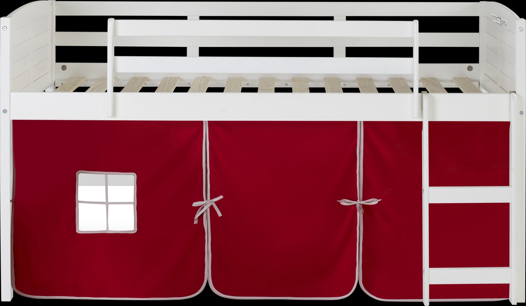 Kids Camp Hideaway White Twin Jr. Loft Bed with Red Tent - Thumbnail - Image 2