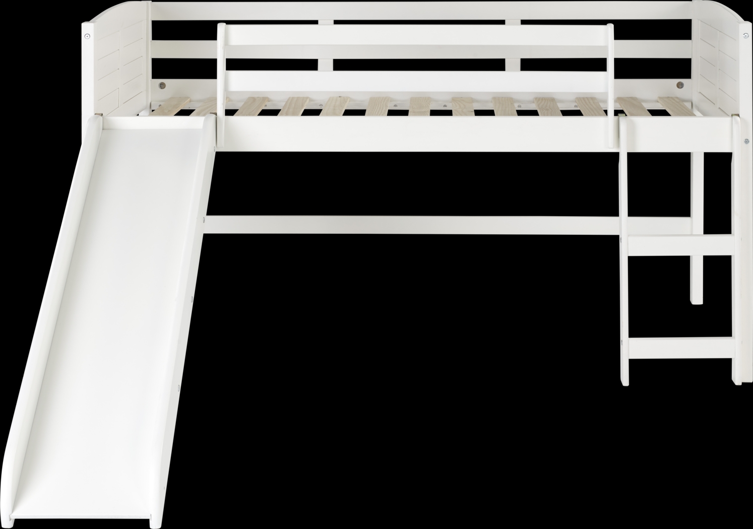 Kids Camp Hideaway White Twin Jr. Loft Bed with Slide - Thumbnail - Image 2