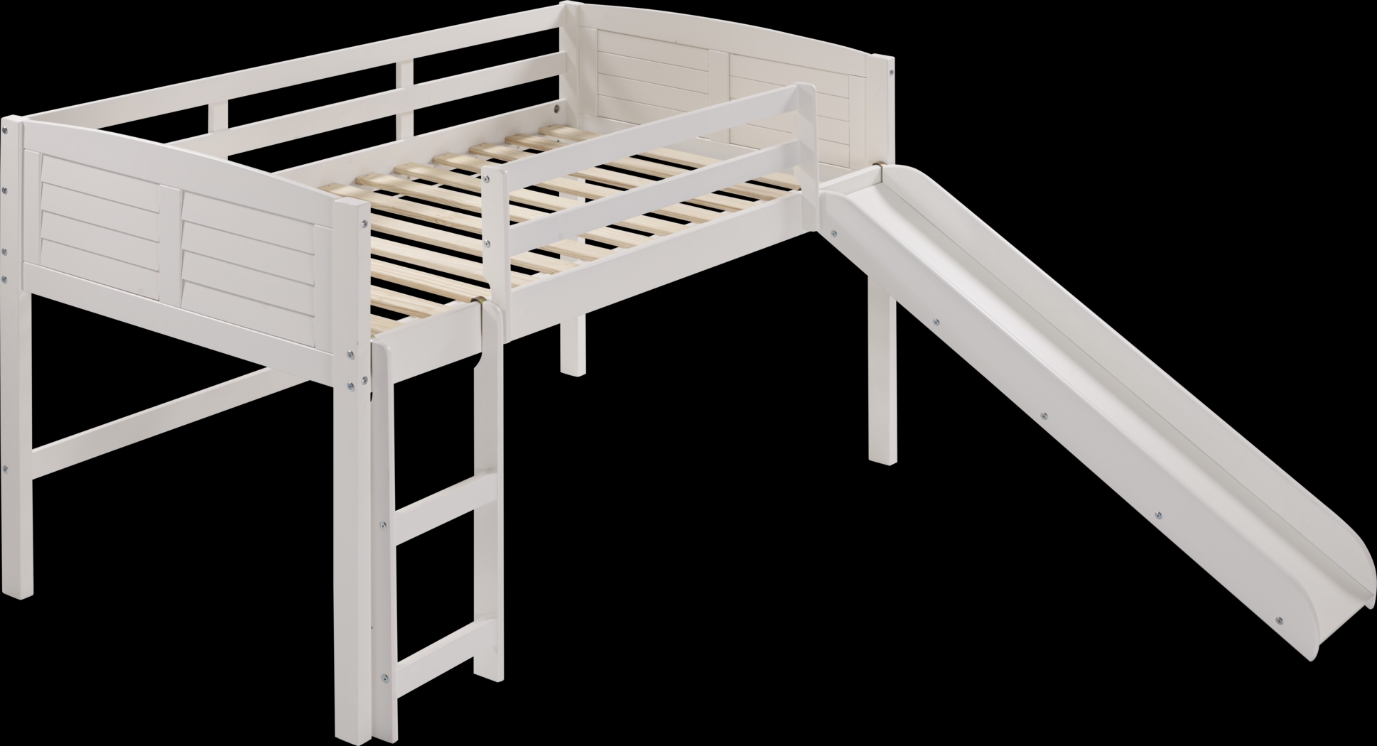 Kids Camp Hideaway White Twin Jr. Loft Bed with Slide - Thumbnail - Image 1