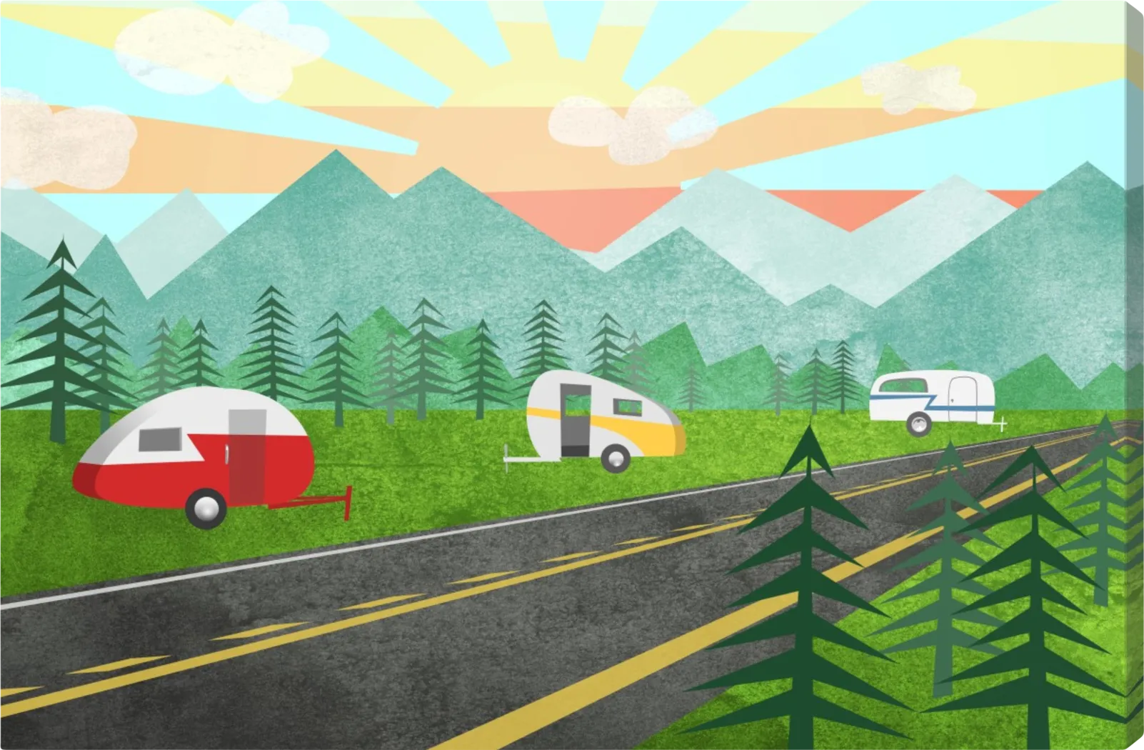 Kids Camp Mountain Blue Medium Wall Art - Thumbnail - Image 1