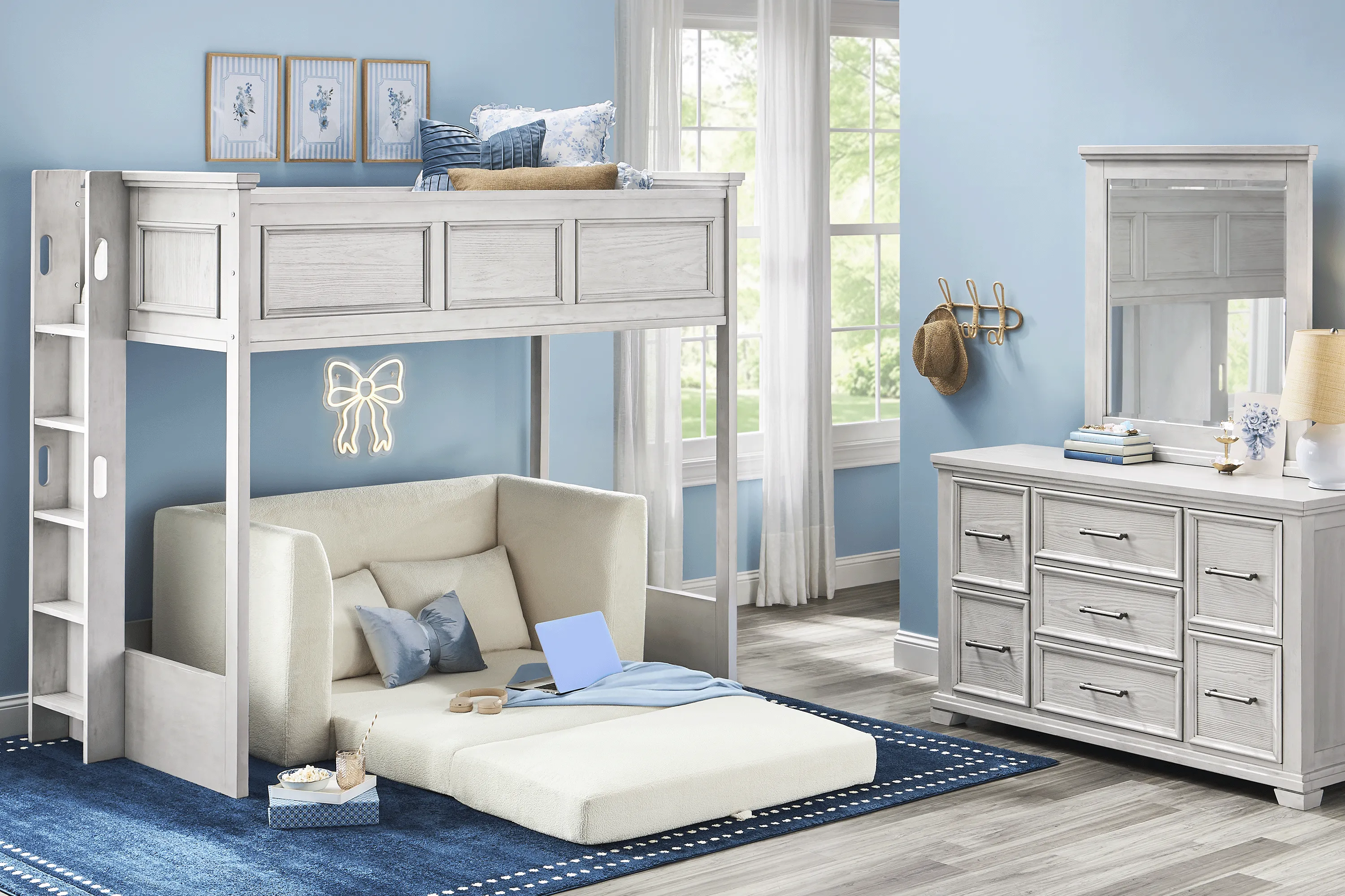 Kids Canyon Lake 2.0 Ash Gray Twin Loft Bed - Image 4