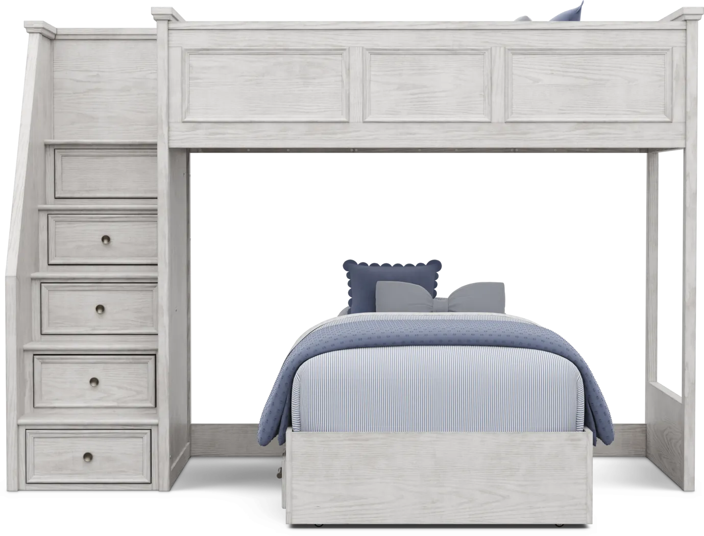 Kids Canyon Lake 2.0 Ash Gray Twin/Twin Step Bunk Bed - Thumbnail - Image 2