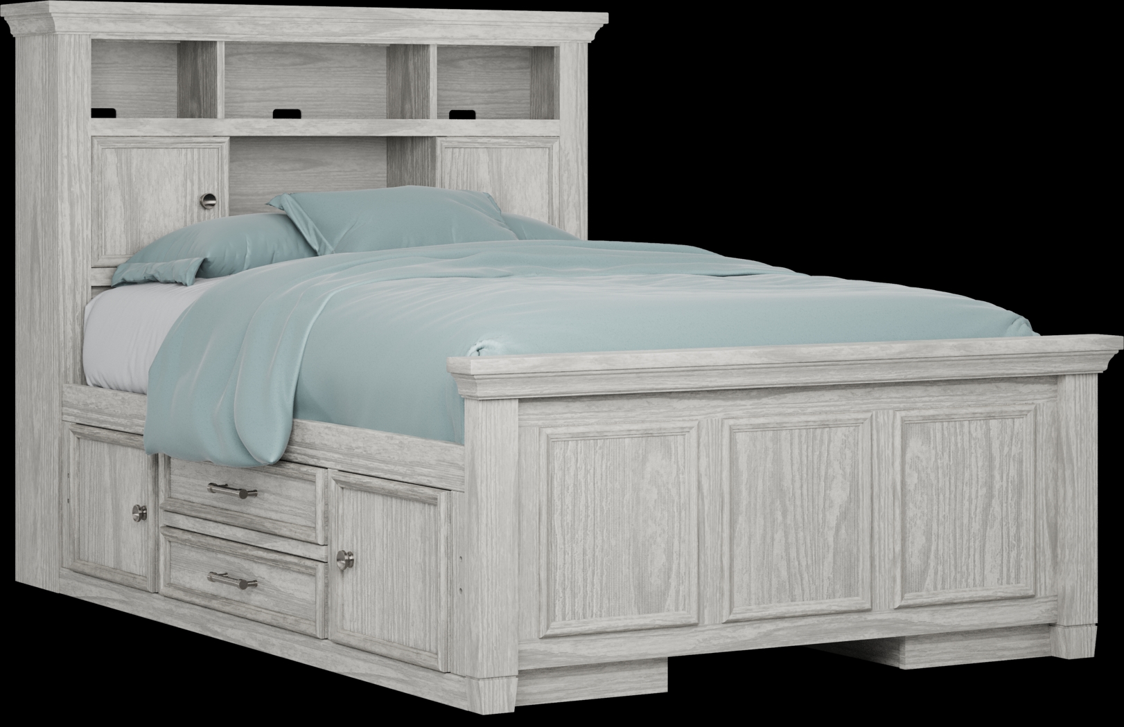 Kids Canyon Lake Ash Gray Full Bookcase Bedroom with 2 Storage Side Rails - Thumbnail - Image 2