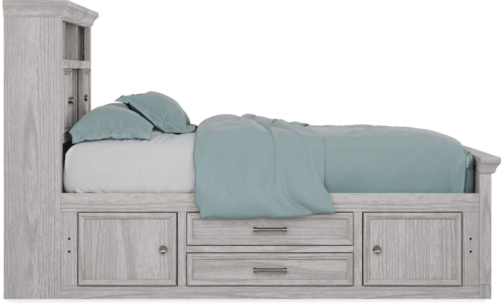 Kids Canyon Lake Ash Gray 6 Pc Full Bookcase Bedroom with Storage Side Rail and Trundle - Thumbnail - Image 6