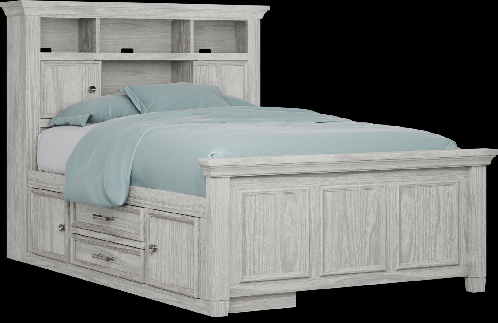 Kids Canyon Lake Ash Gray Full Bookcase Bed with Storage Side Rail - Thumbnail - Image 1