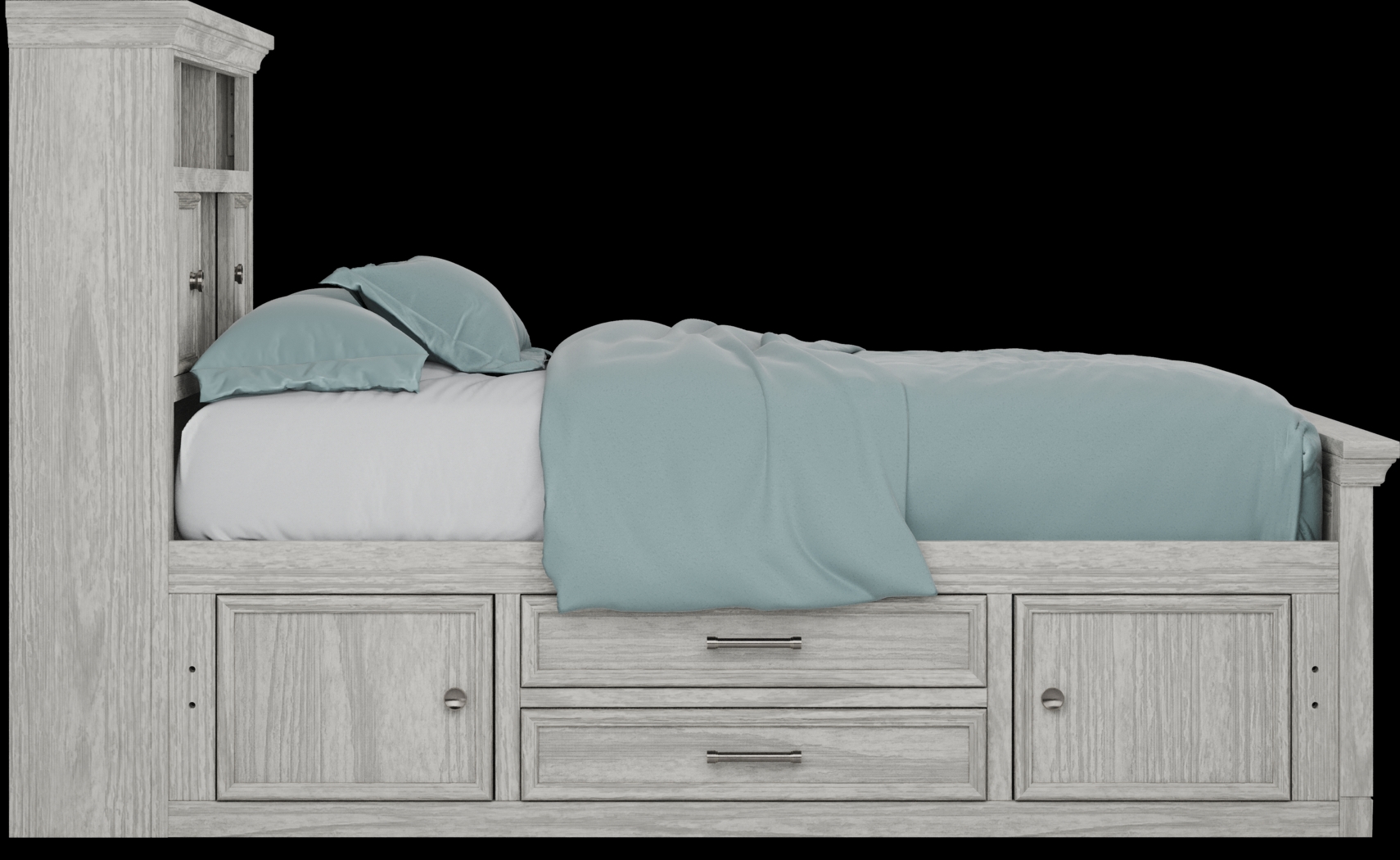 Kids Canyon Lake Ash Gray Full Bookcase Bed with Storage Side Rail - Thumbnail - Image 4