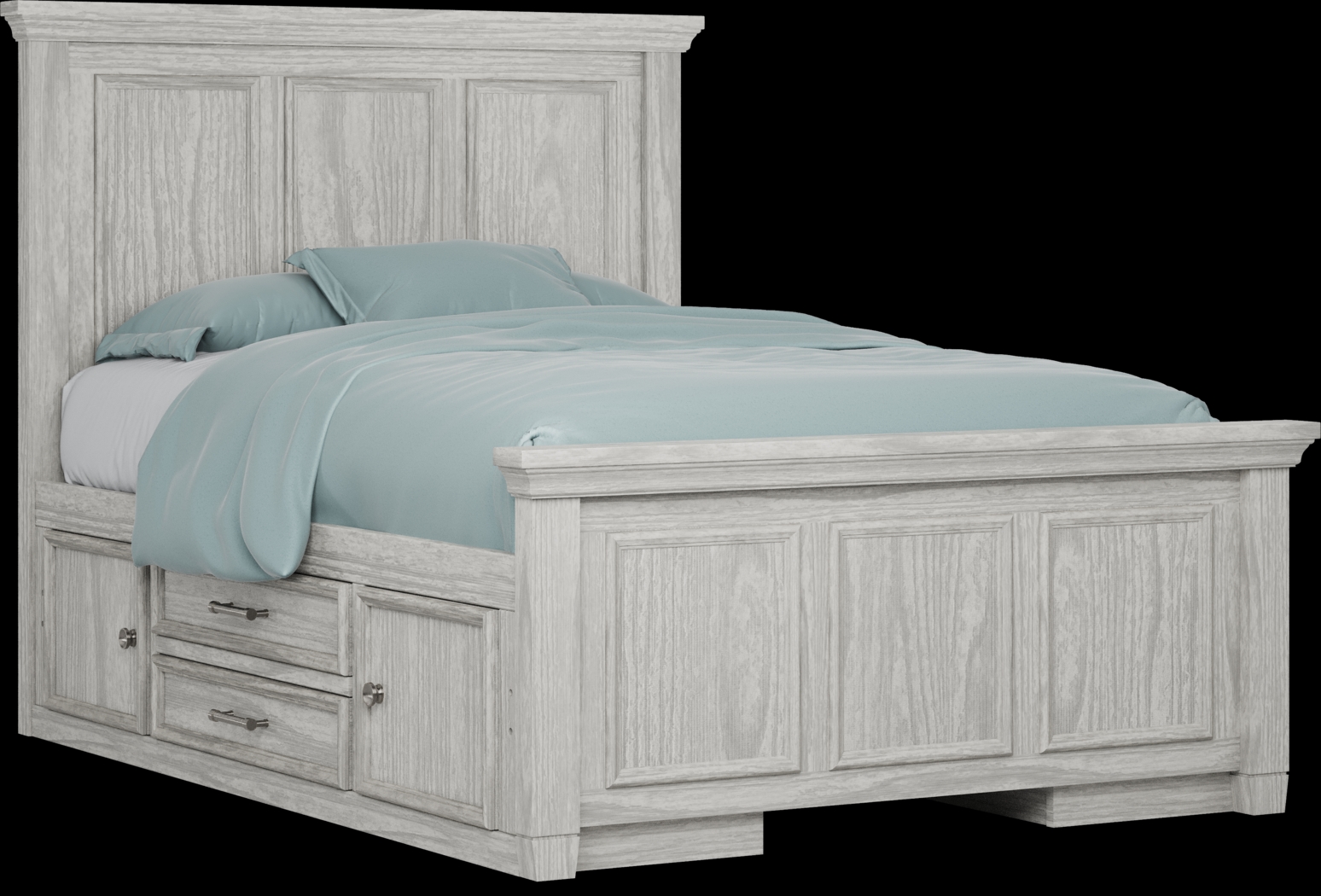 Kids Canyon Lake Ash Gray Full Panel Bed with 2 Storage Side Rails - Thumbnail - Image 1