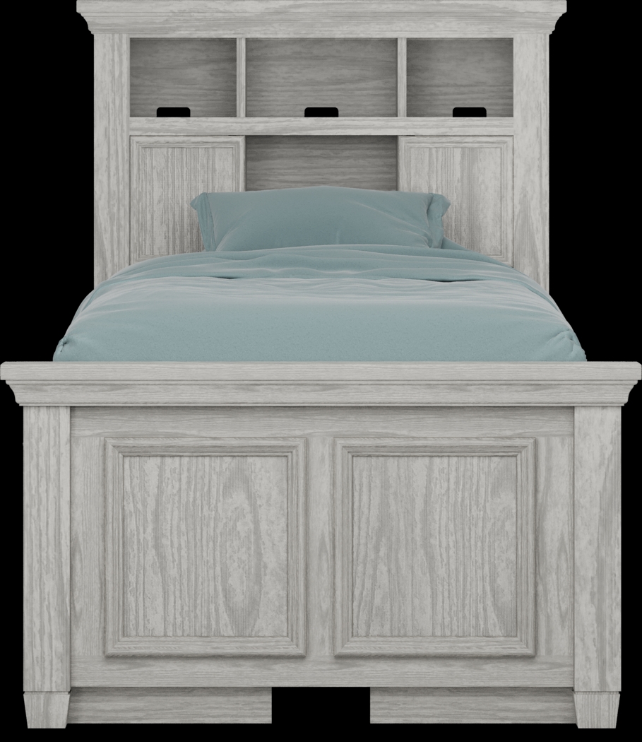 Kids Canyon Lake Ash Gray Twin Bookcase Bed with 2 Storage Side Rails - Thumbnail - Image 2