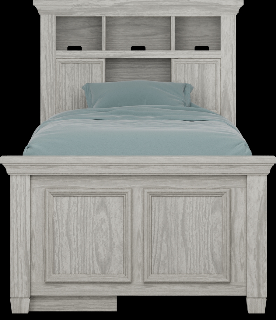 Kids Canyon Lake Ash Gray Twin Bookcase Bed with Storage Side Rail - Thumbnail - Image 3