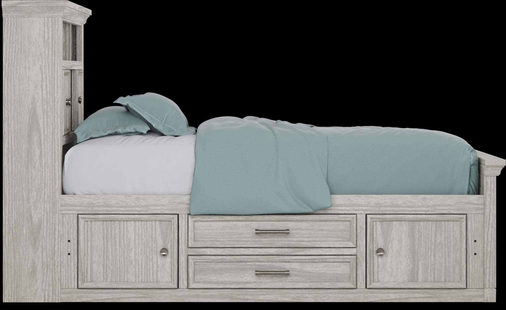 Kids Canyon Lake Ash Gray Twin Bookcase Bed with Storage Side Rail - Thumbnail - Image 4