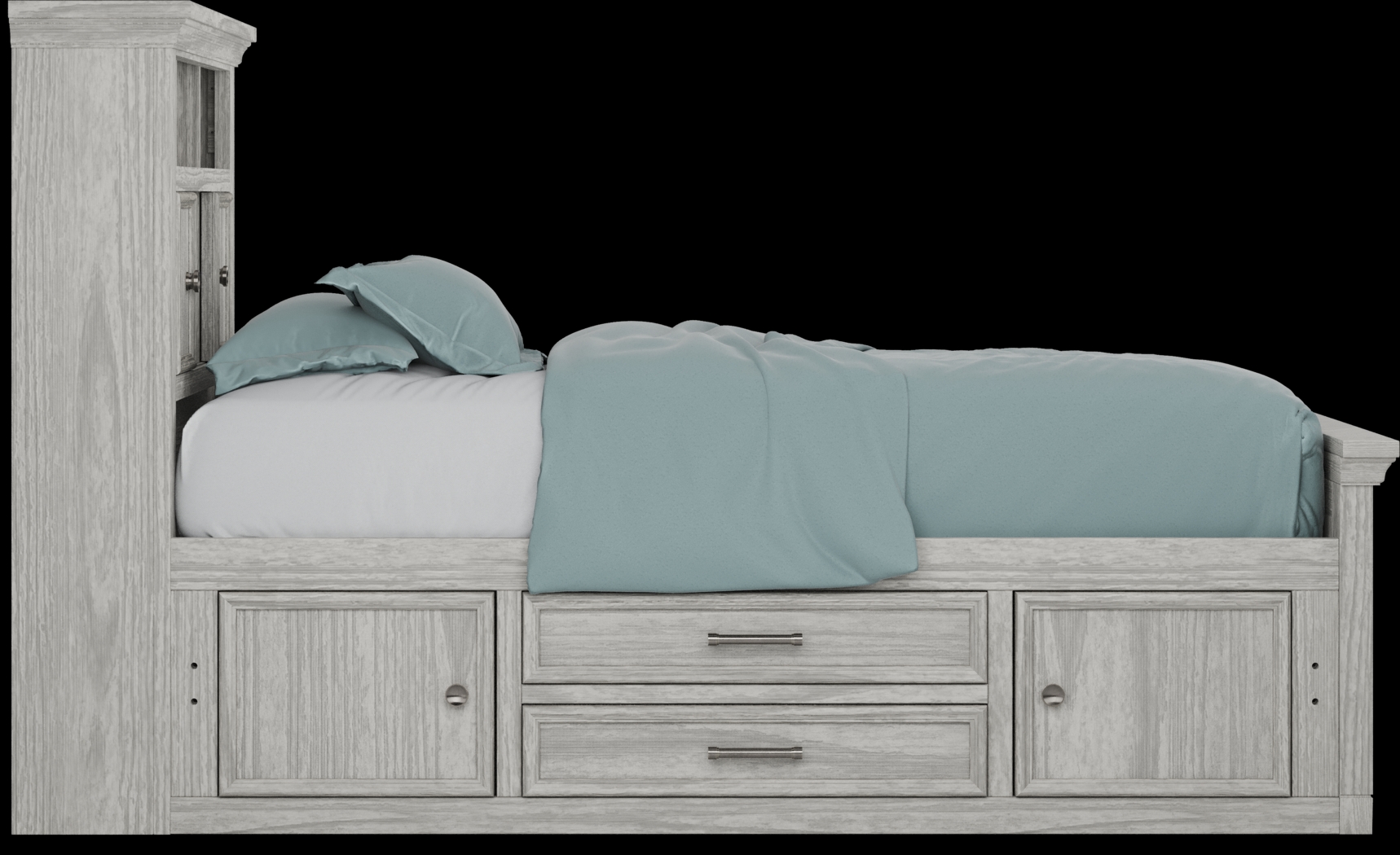 Kids Canyon Lake Ash Gray Twin Bookcase Bed with 2 Storage Side Rails - Thumbnail - Image 3