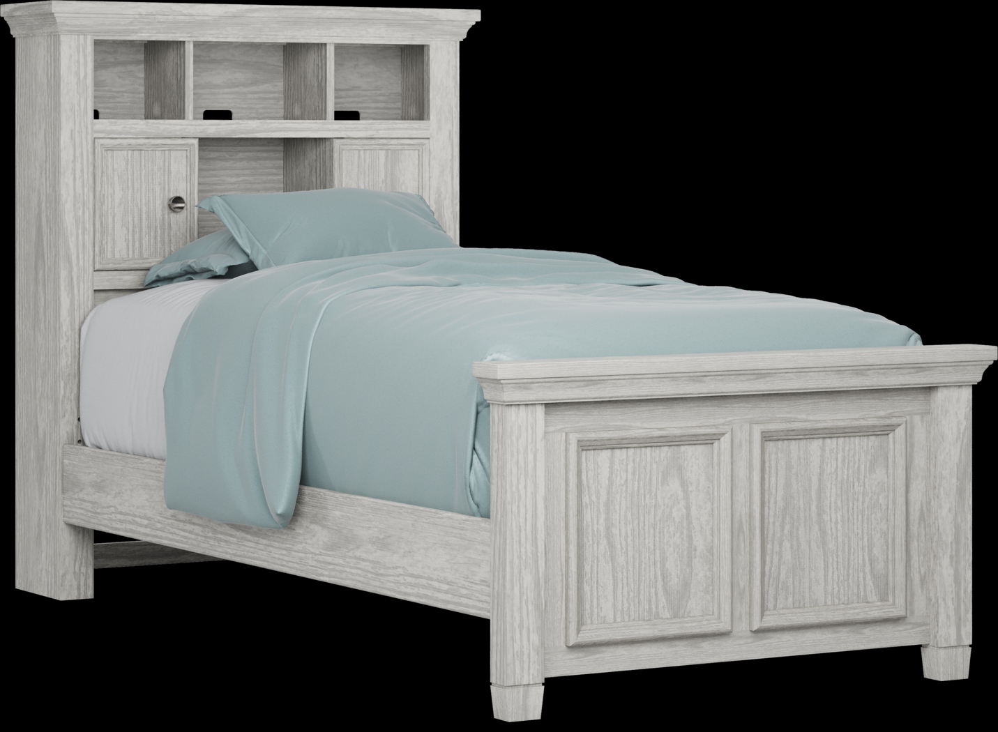 Kids Canyon Lake Ash Gray Twin Bookcase Bed - Thumbnail - Image 1