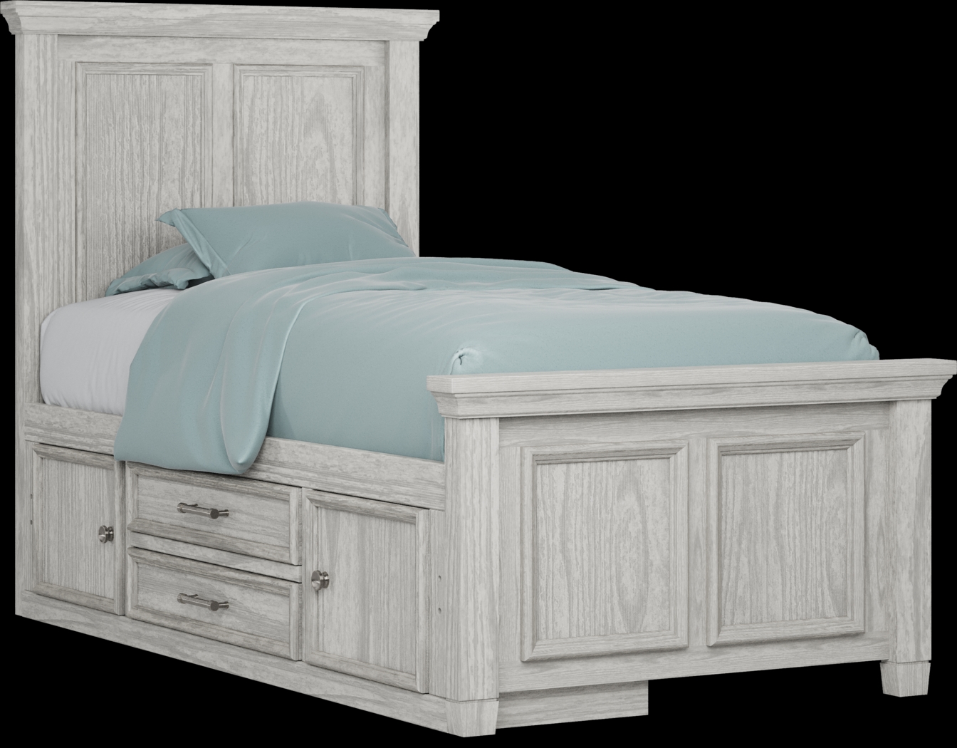 Kids Canyon Lake Ash Gray Twin Panel Bed with Storage Side Rail - Thumbnail - Image 1