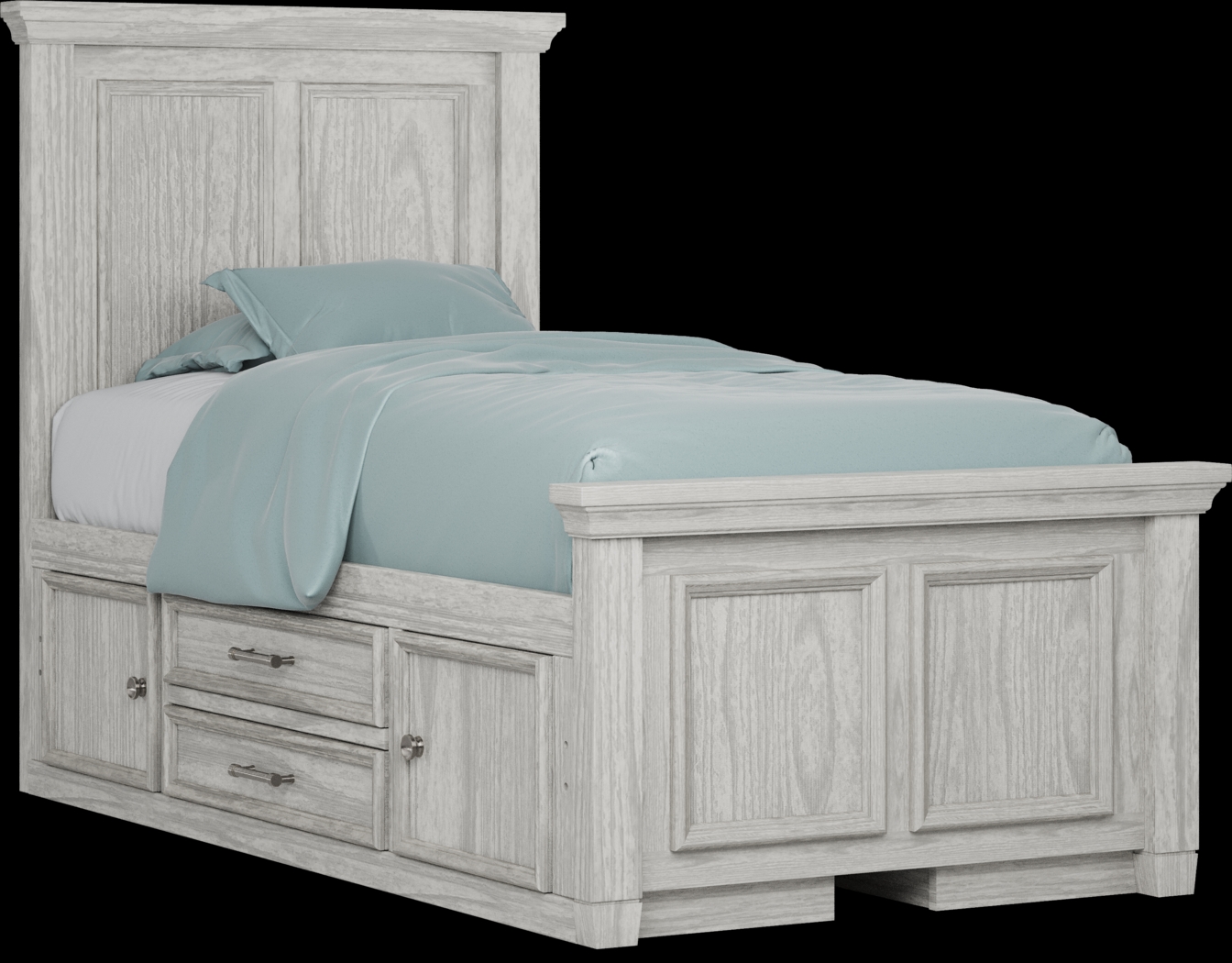 Kids Canyon Lake Ash Gray Twin Panel Bed with 2 Storage Side Rails - Thumbnail - Image 1