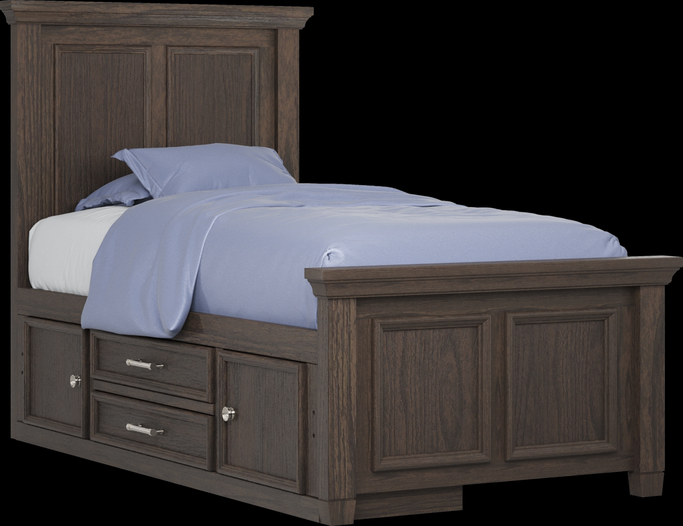 Kids Canyon Lake Java Twin Panel Bed with Storage Side Rail - Thumbnail - Image 1