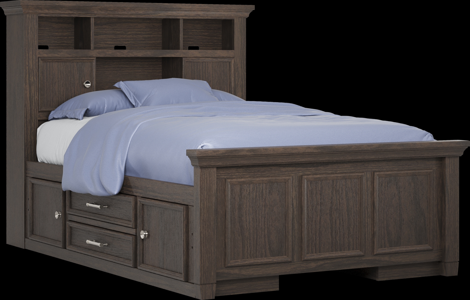 Kids Canyon Lake Java Full Bookcase Bed with 2 Storage Side Rails - Thumbnail - Image 1