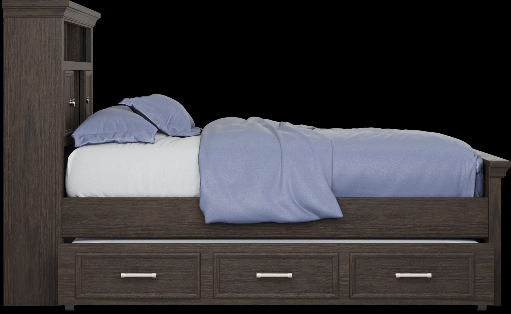 Kids Canyon Lake Java 6 Pc Full Bookcase Bedroom with Storage Side Rail and Trundle - Thumbnail - Image 4