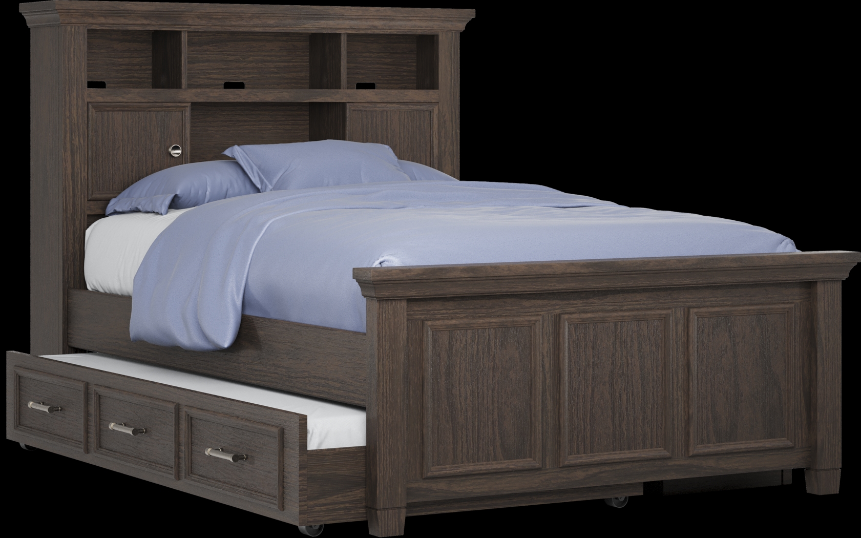 Kids Canyon Lake Java 6 Pc Full Bookcase Bedroom with Storage Side Rail and Trundle - Thumbnail - Image 2