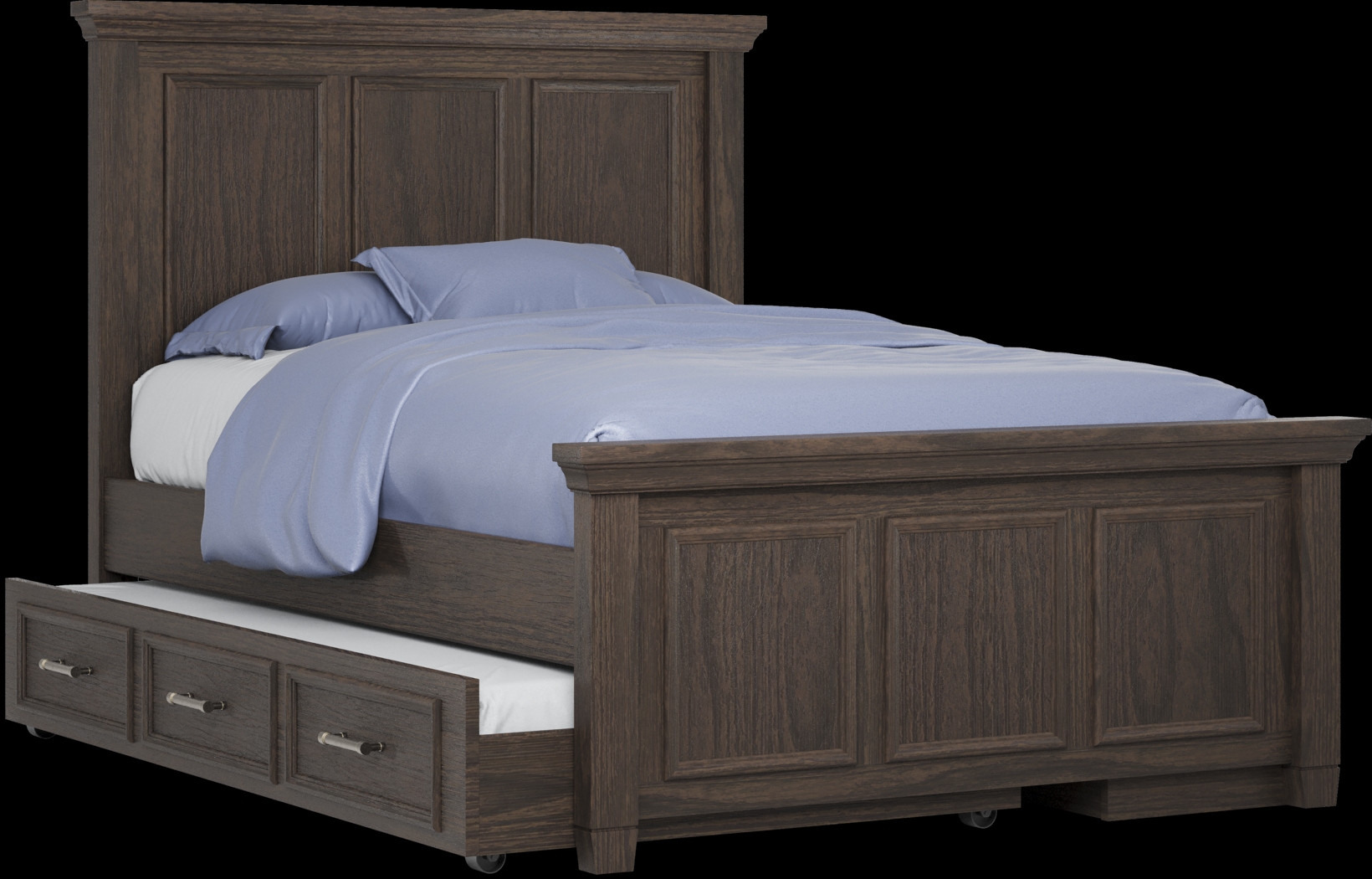 Kids Canyon Lake Java 4 Pc Full Panel Bed with Storage Side Rail and Trundle - Thumbnail - Image 1