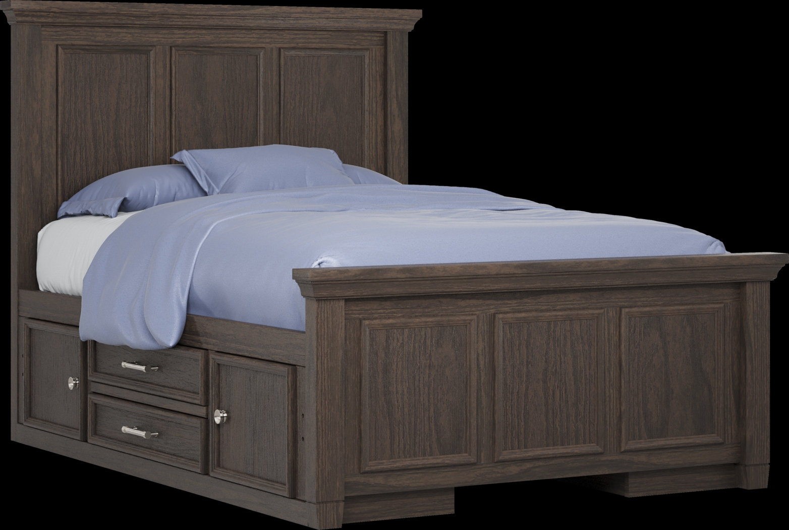 Kids Canyon Lake Java Full Panel Bed with 2 Storage Side Rails - Thumbnail - Image 1