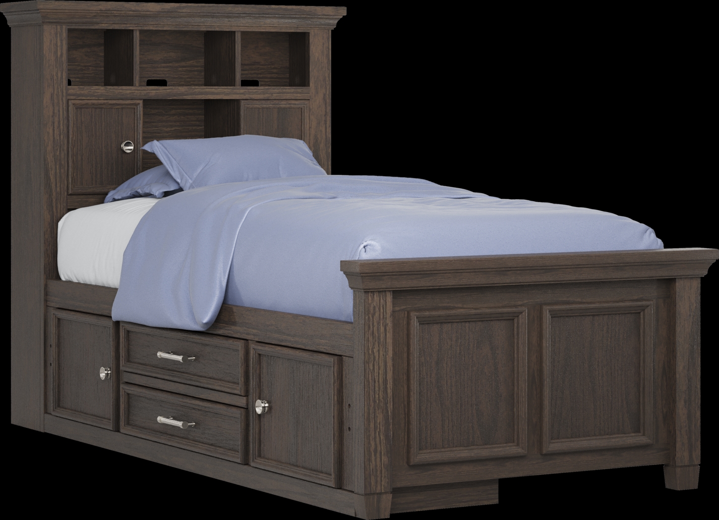 Kids Canyon Lake Java Twin Bookcase Bedroom with Storage Side Rail - Thumbnail - Image 2