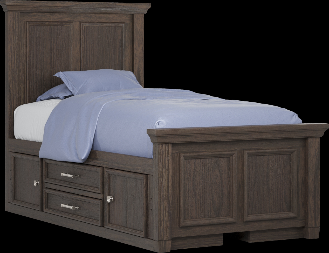 Kids Canyon Lake Java Twin Panel Bed with 2 Storage Side Rails - Thumbnail - Image 1
