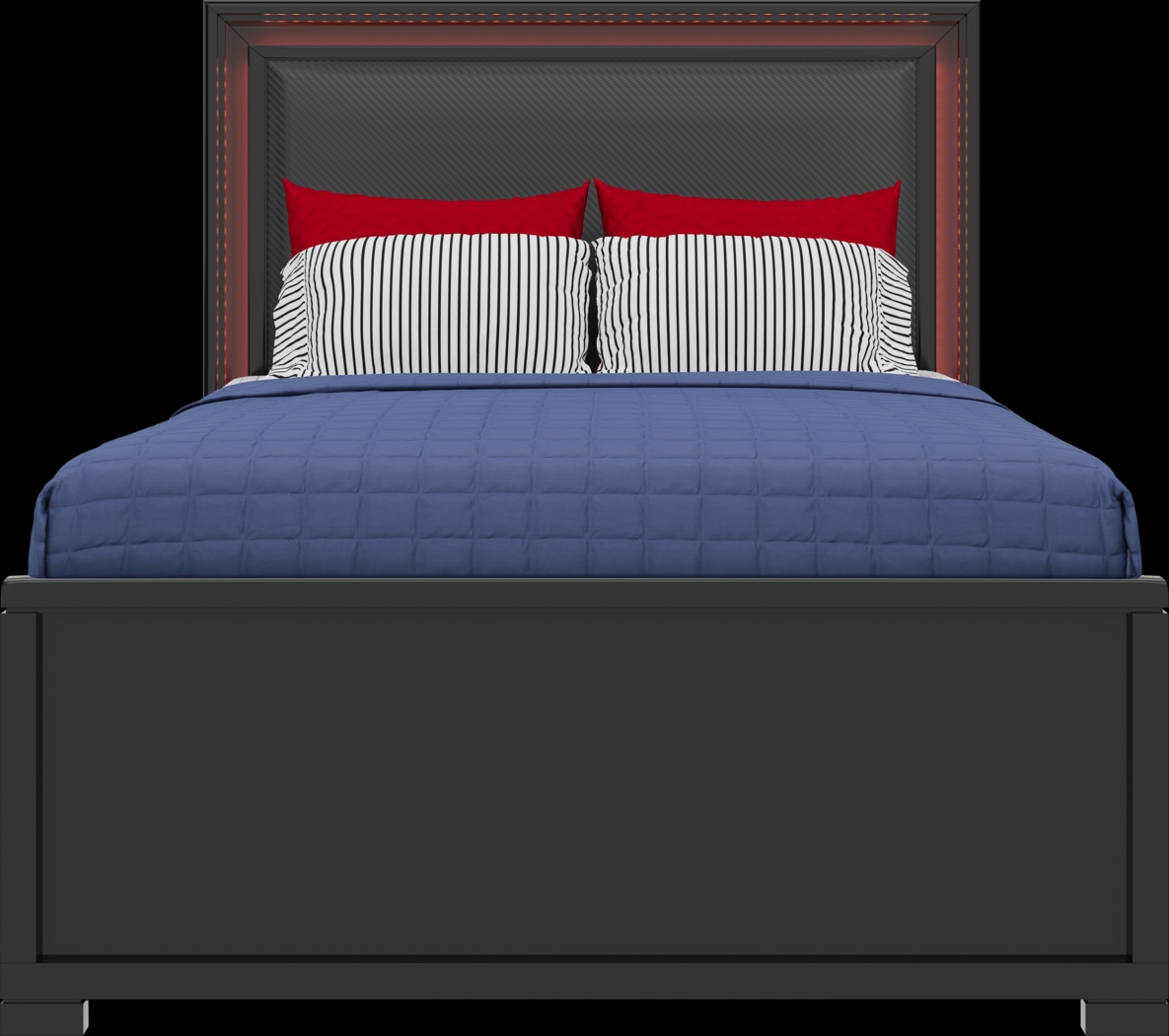 Kids Carbon Optix Black 3 Pc Full Bed with LED Lights - Thumbnail - Image 2