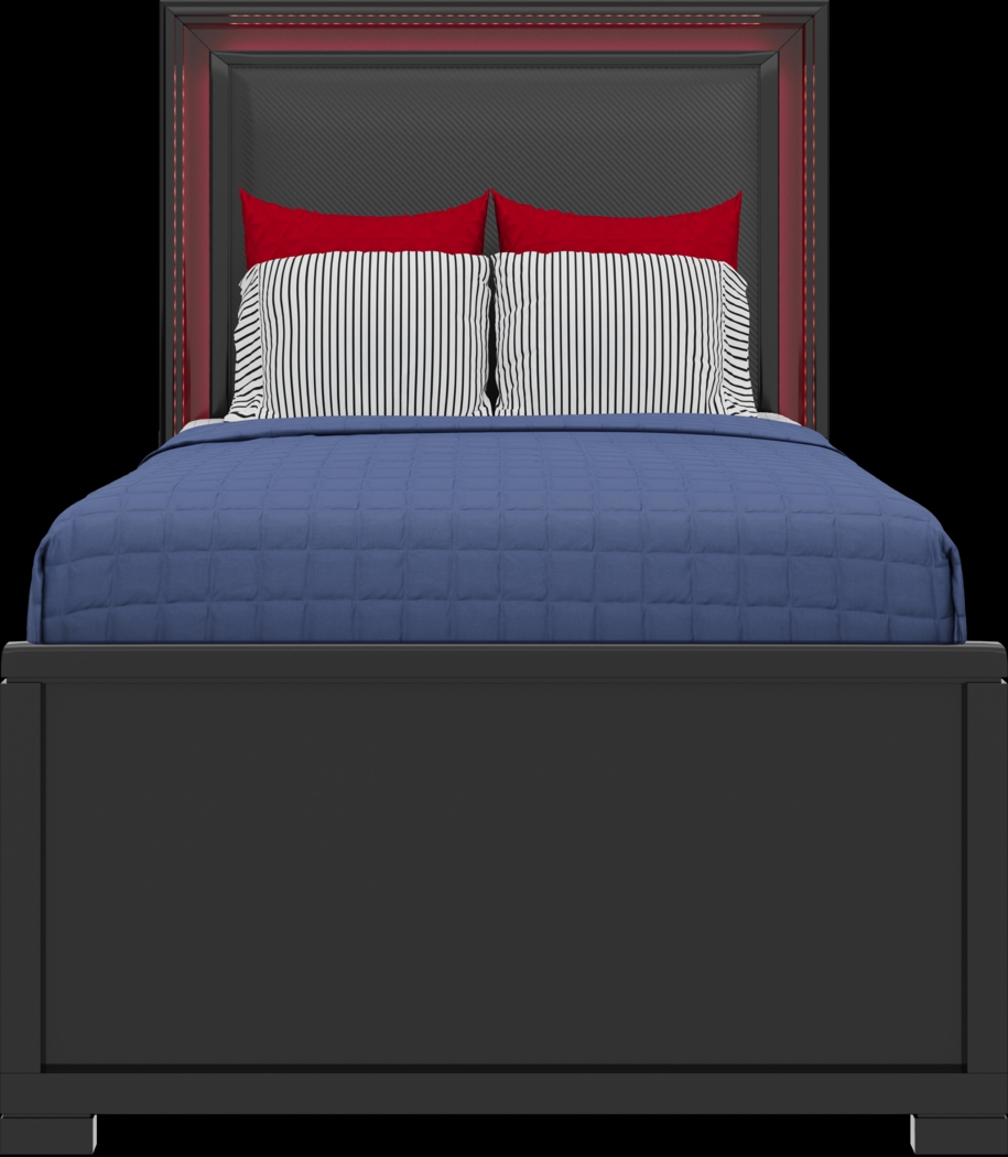 Kids Carbon Optix Black 5 Pc Twin Bedroom with LED Lights - Thumbnail - Image 5