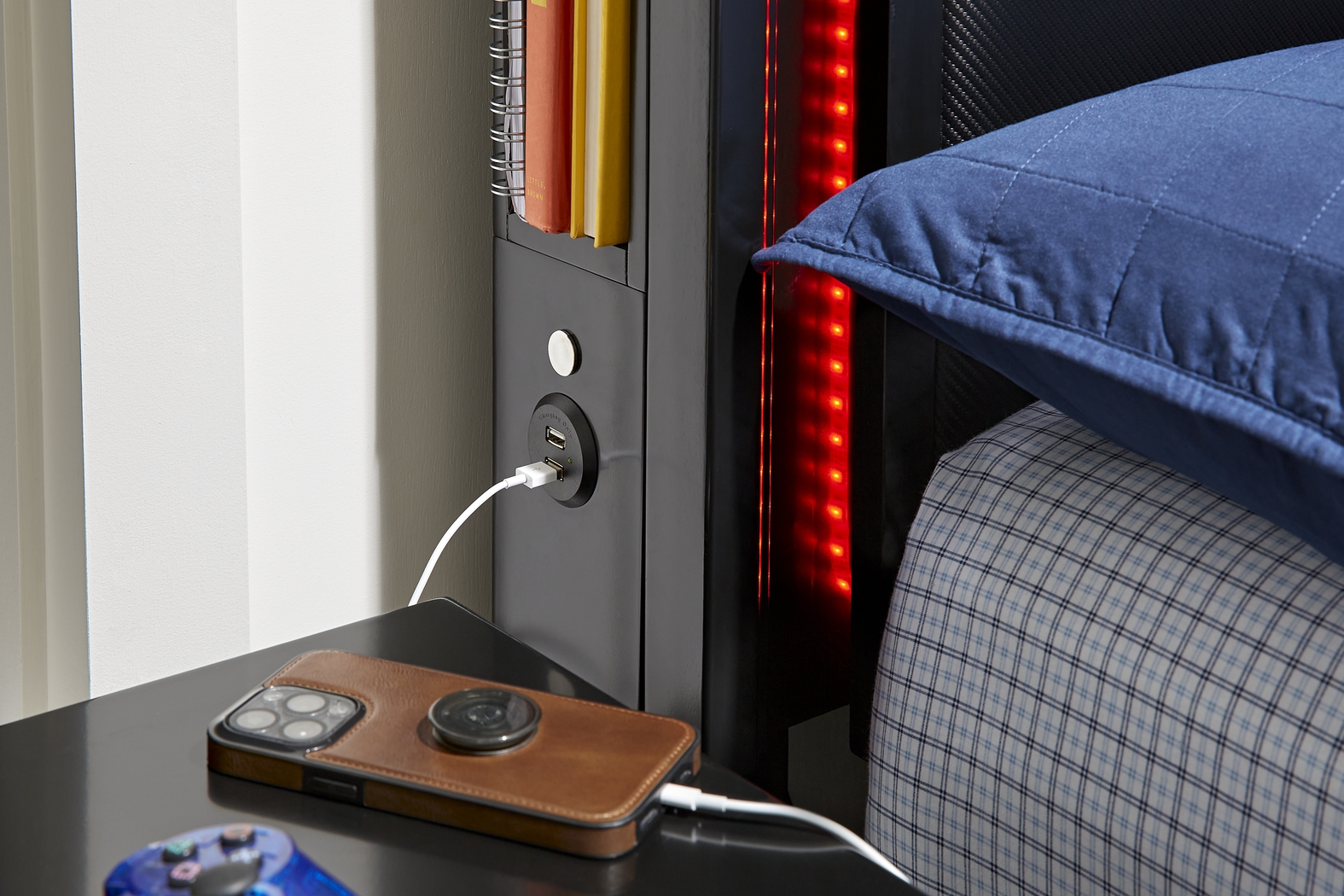 Kids Carbon Optix Black 5 Pc Twin Bedroom with LED Lights - Thumbnail - Image 7