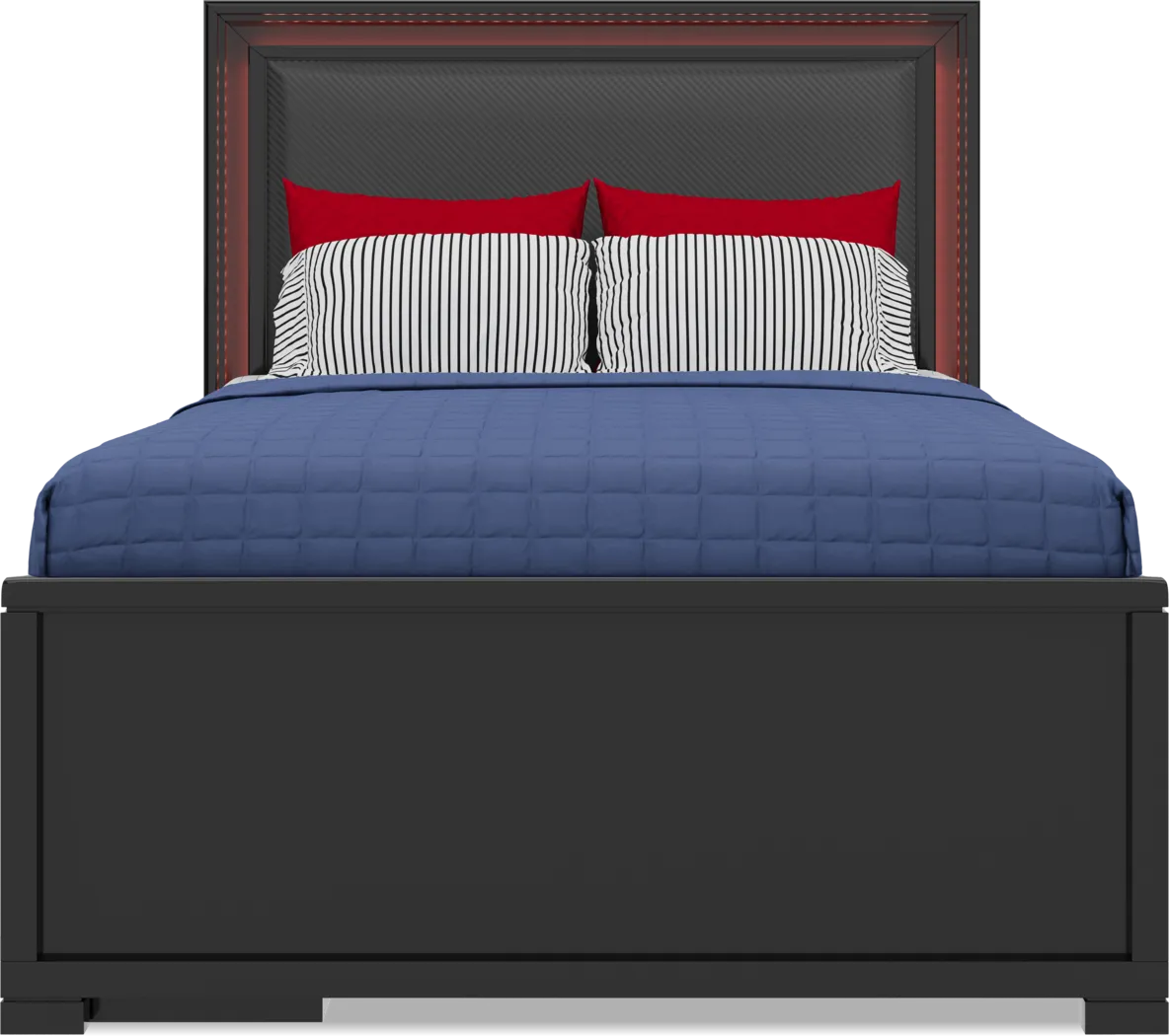 Kids Carbon Optix Black 5 Pc Full Storage Bed with LED Lights - Thumbnail - Image 2