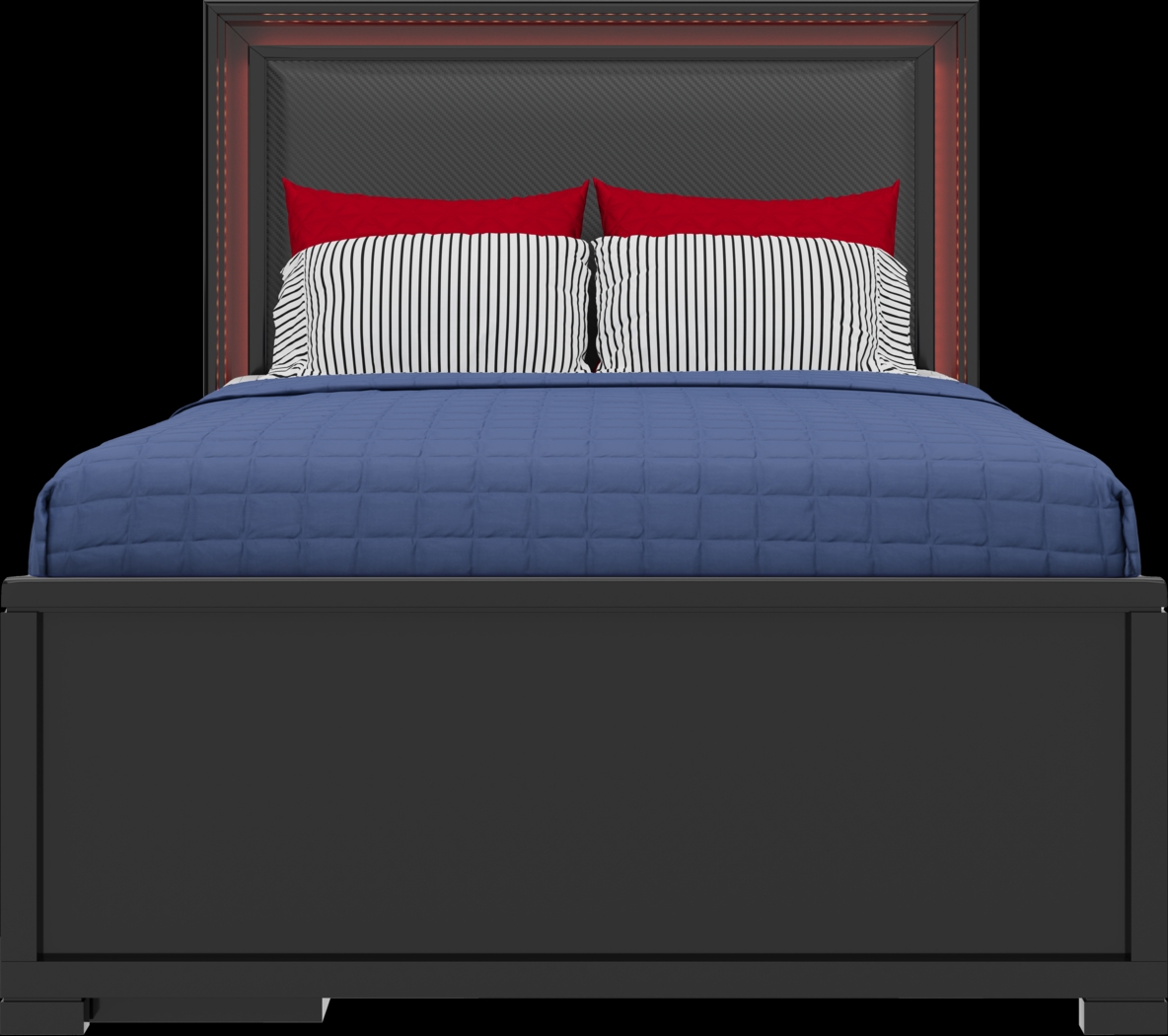 Kids Carbon Optix Black Twin Bedroom with LED Lights - Thumbnail - Image 3