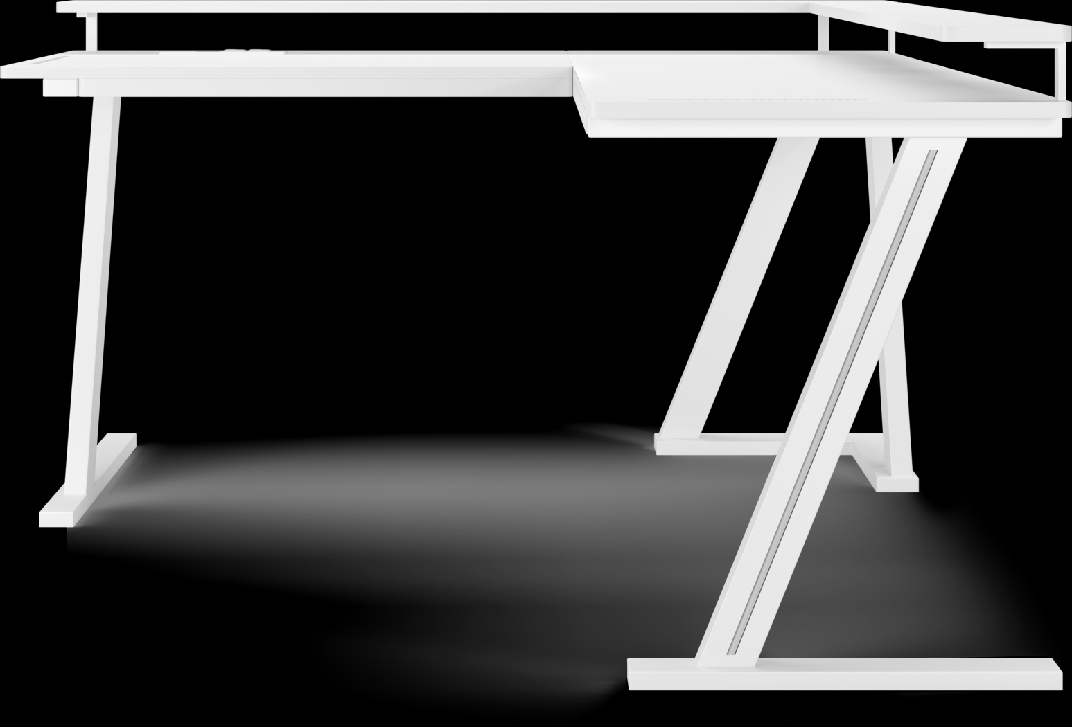 Kids Carbon Optix White L-Shaped Computer Desk with LED Lights - Thumbnail - Image 2