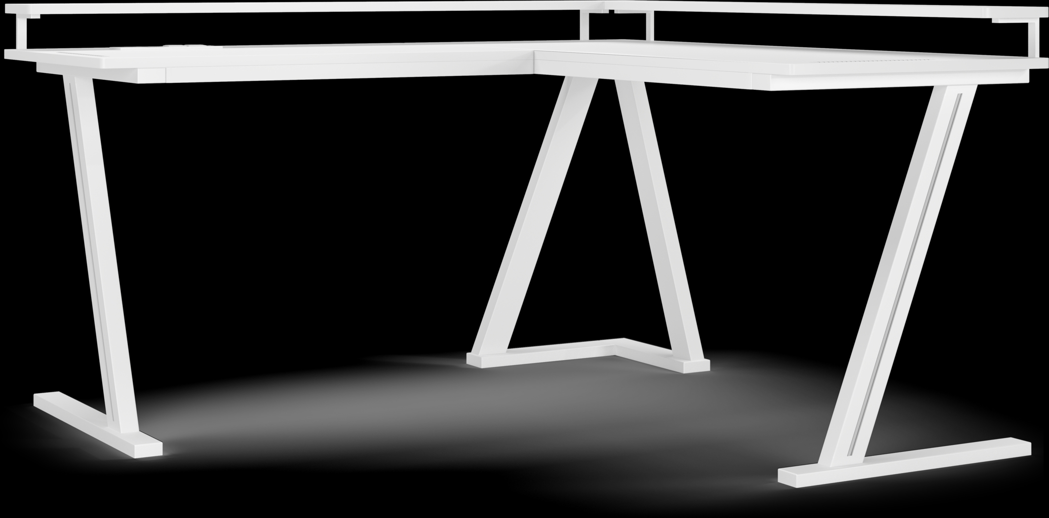 Kids Carbon Optix White L-Shaped Computer Desk with LED Lights - Thumbnail - Image 1