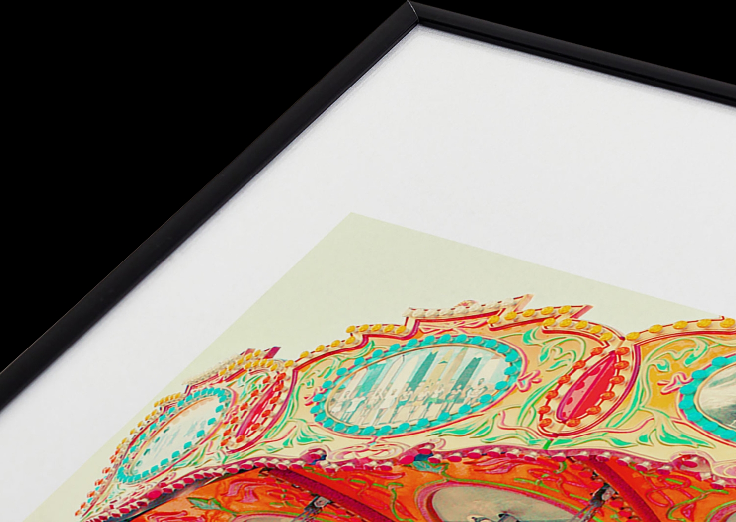 Kids Carousel Swing Beige Metal Framed Print - Thumbnail - Image 3