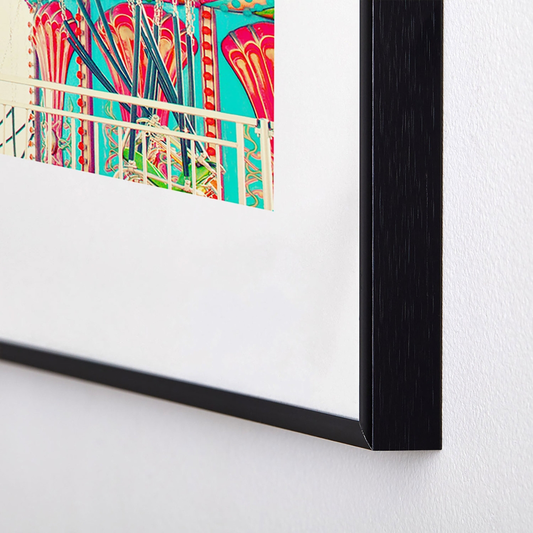 Kids Carousel Swing Beige Metal Framed Print - Thumbnail - Image 4