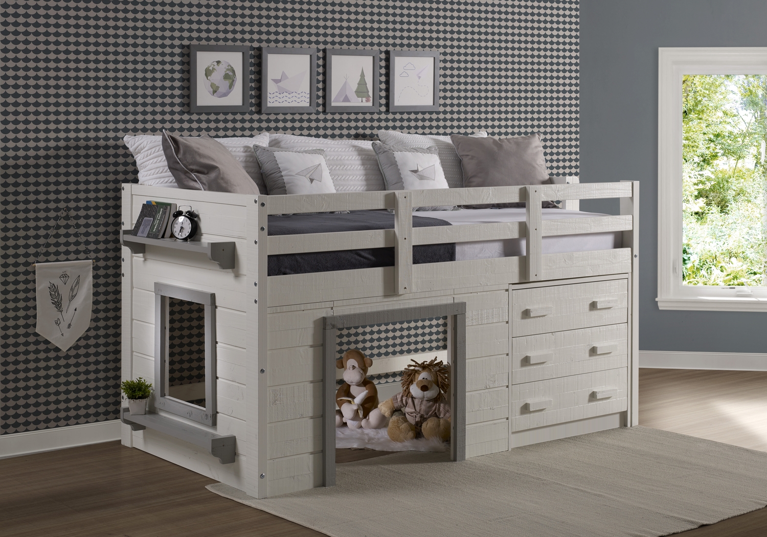 Kids Carrdon White Twin Loft Bed - Thumbnail - Image 2