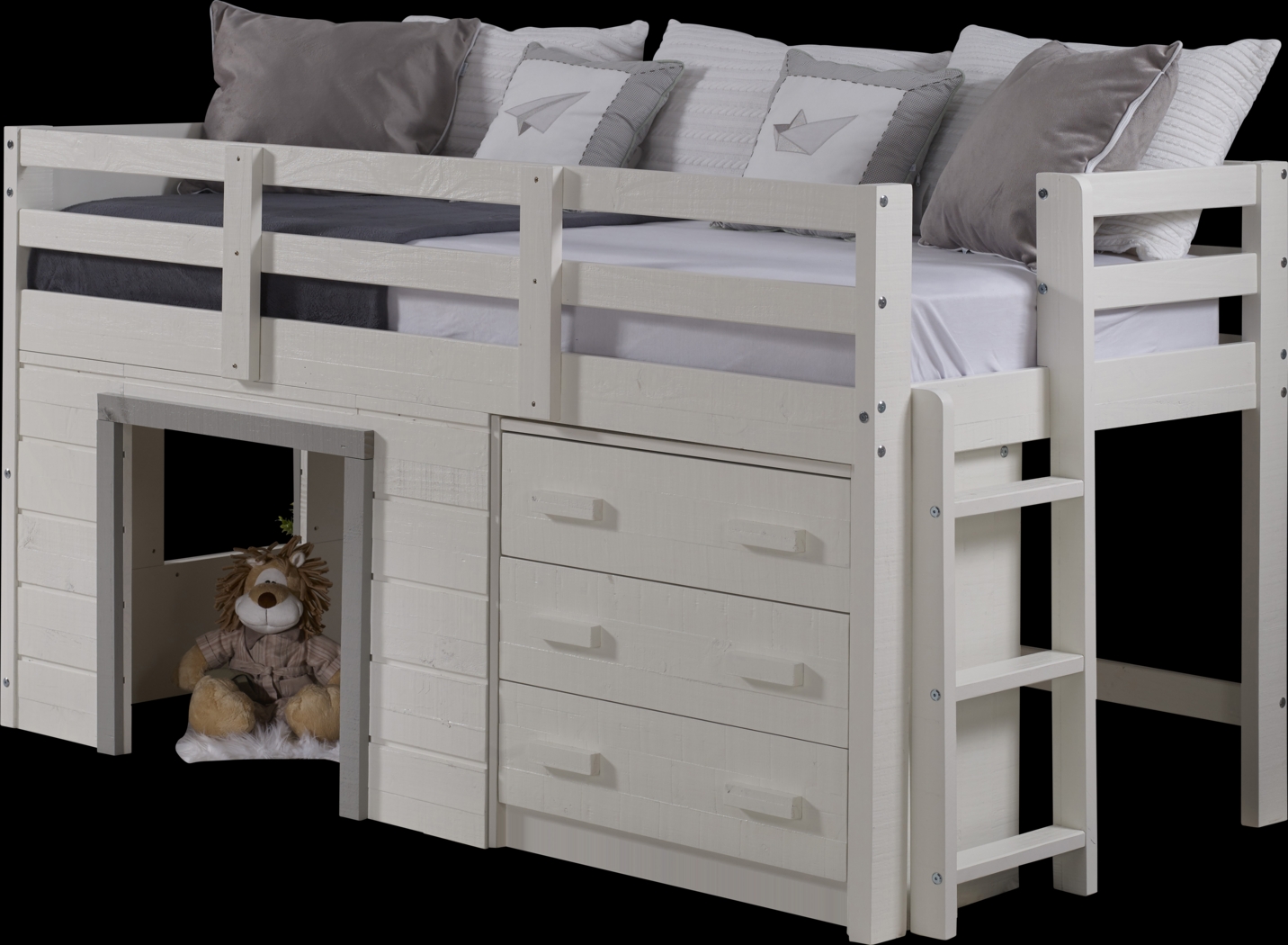 Kids Carrdon White Twin Loft Bed - Thumbnail - Image 1