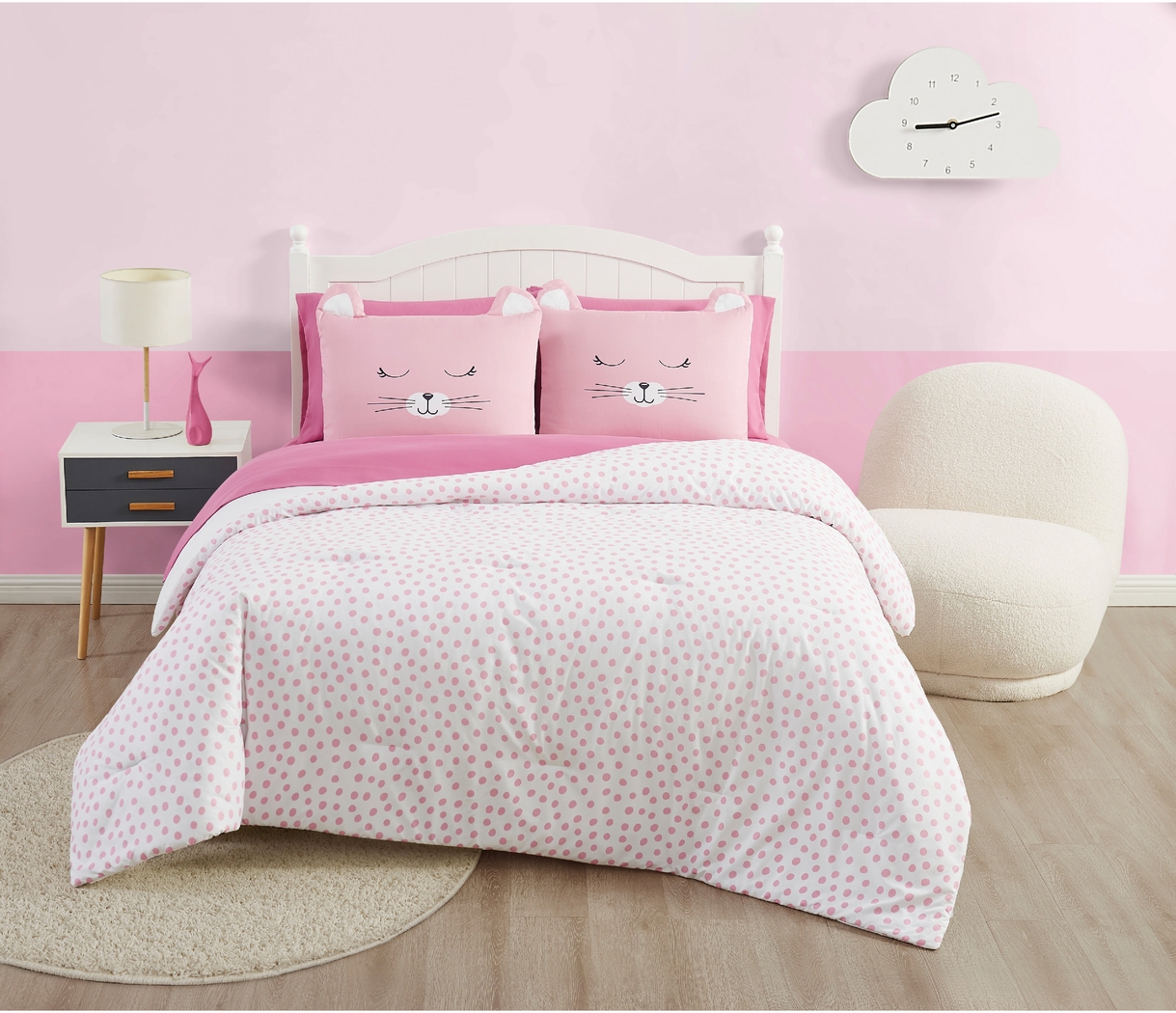 Kids Cat Cuddles Pink Full Comforter Set - Thumbnail - Image 4