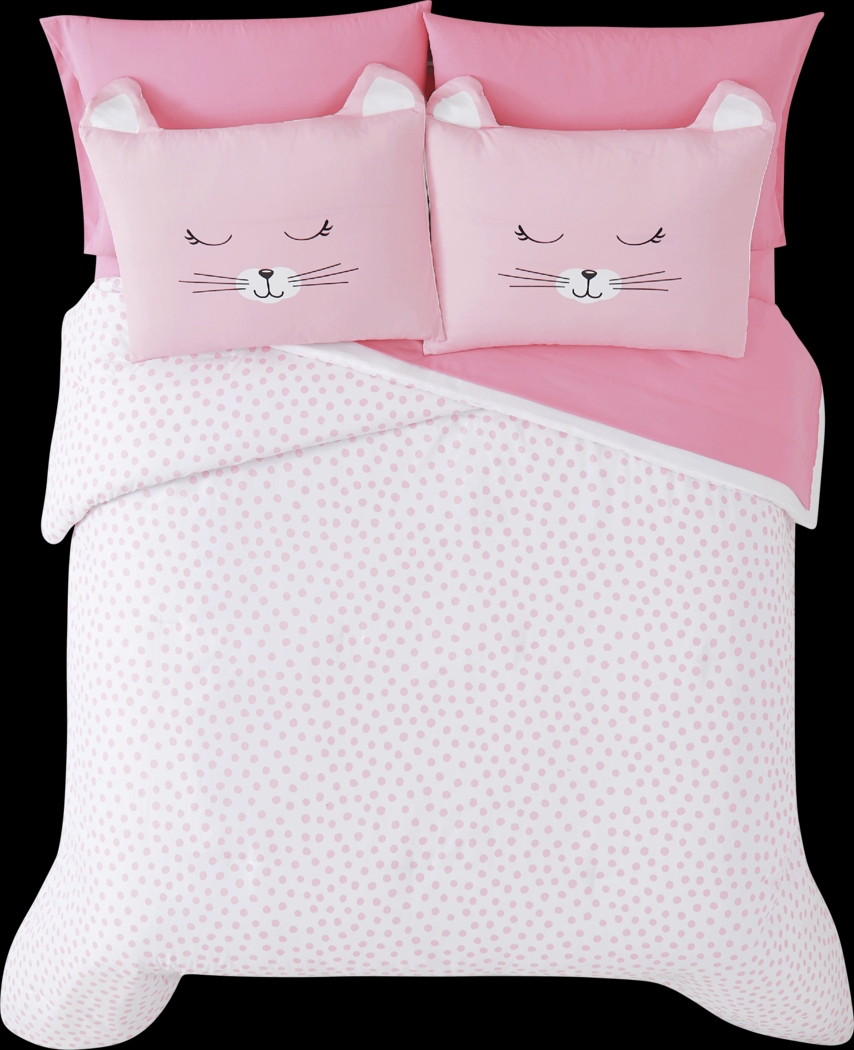Kids Cat Cuddles Pink Full Comforter Set - Thumbnail - Image 1